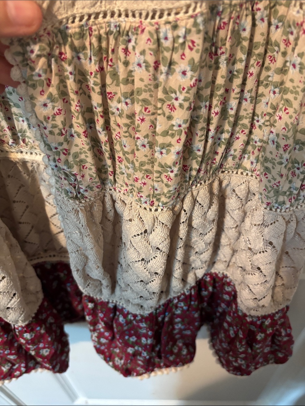 easel Beige and Maroon Boho Crochet Vest - Picture 3 of 4